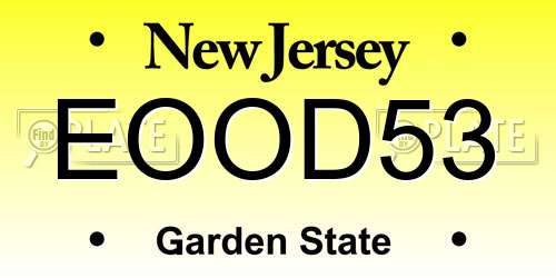 EOOD53 New Jersey License Plate