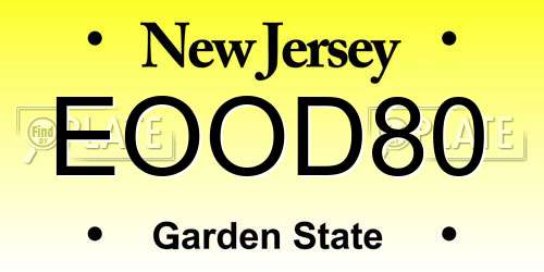 EOOD80 New Jersey License Plate