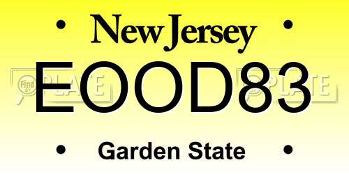 EOOD83 New Jersey License Plate