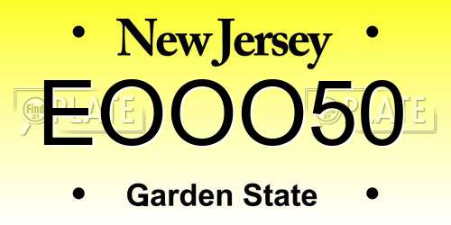 EOOO50 New Jersey License Plate