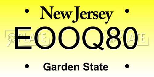 EOOQ80 New Jersey License Plate