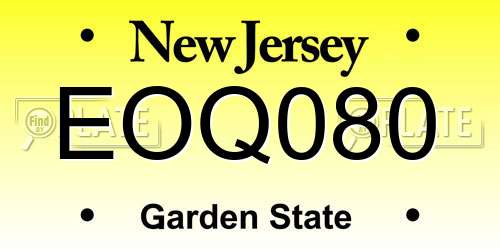 EOQ080 New Jersey License Plate