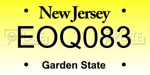 EOQ083 New Jersey License Plate