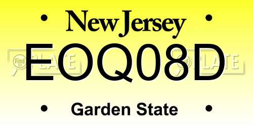 EOQ08D New Jersey License Plate
