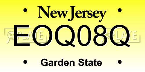 EOQ08Q New Jersey License Plate