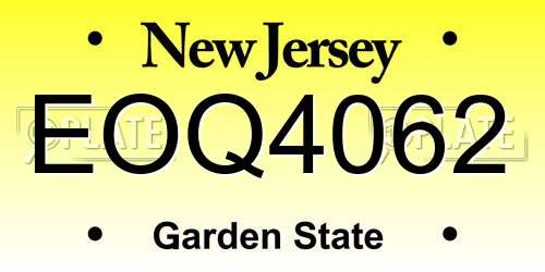 EOQ4062 New Jersey License Plate