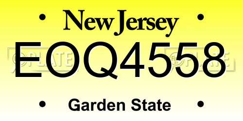 EOQ4558 New Jersey License Plate