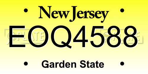 EOQ4588 New Jersey License Plate