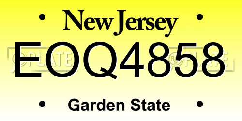 EOQ4858 New Jersey License Plate