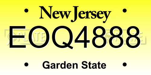 EOQ4888 New Jersey License Plate