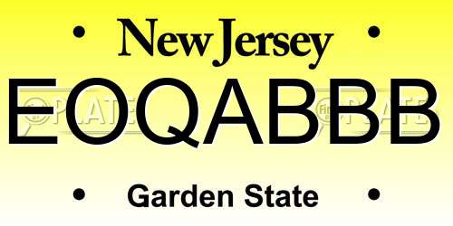 EOQABBB New Jersey License Plate