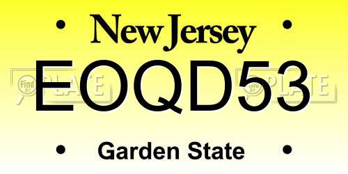 EOQD53 New Jersey License Plate