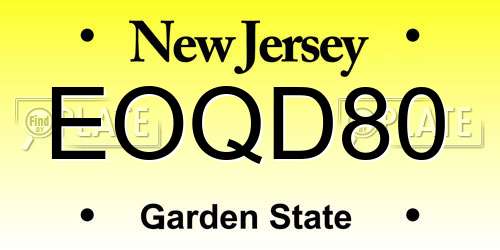 EOQD80 New Jersey License Plate