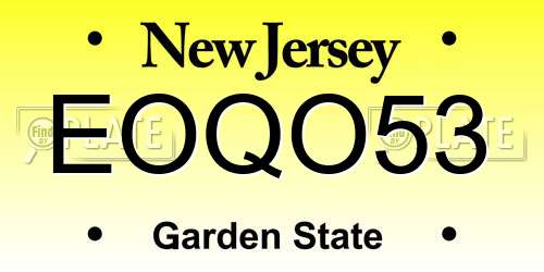 EOQO53 New Jersey License Plate