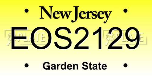 EOS2129 New Jersey License Plate