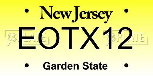 EOTX12 New Jersey License Plate