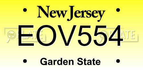 EOV554 New Jersey License Plate