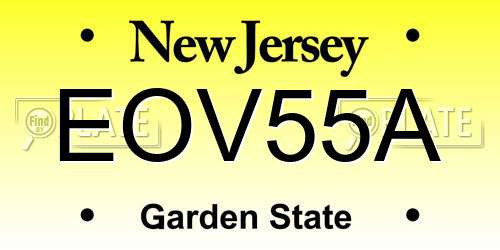 EOV55A New Jersey License Plate