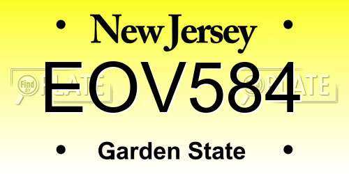 EOV584 New Jersey License Plate