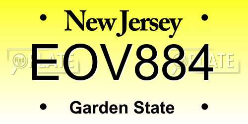 EOV884 New Jersey License Plate