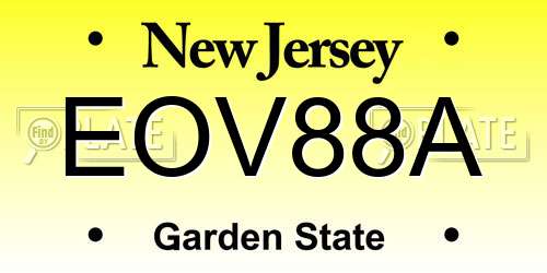 EOV88A New Jersey License Plate