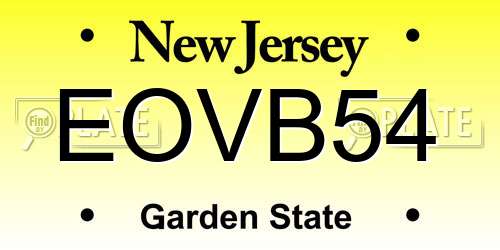 EOVB54 New Jersey License Plate