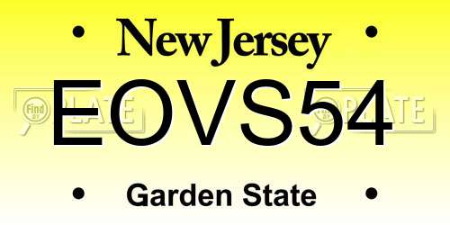 EOVS54 New Jersey License Plate