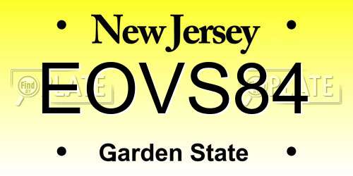 EOVS84 New Jersey License Plate