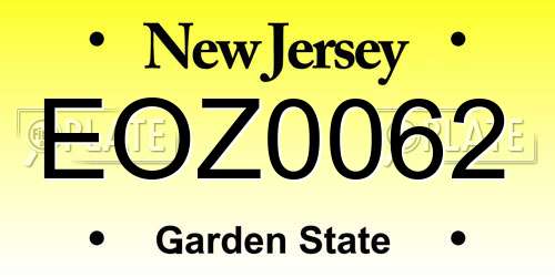 EOZ0062 New Jersey License Plate