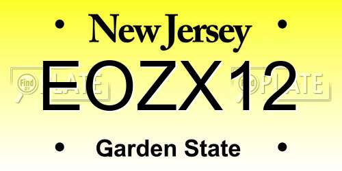 EOZX12 New Jersey License Plate