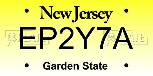 EP2Y7A New Jersey License Plate