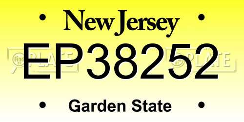 EP38252 New Jersey License Plate
