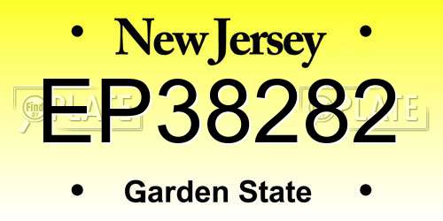 EP38282 New Jersey License Plate