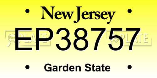 EP38757 New Jersey License Plate
