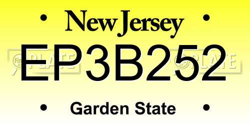 EP3B252 New Jersey License Plate