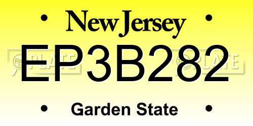 EP3B282 New Jersey License Plate
