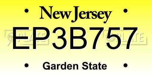 EP3B757 New Jersey License Plate