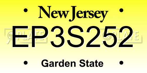 EP3S252 New Jersey License Plate