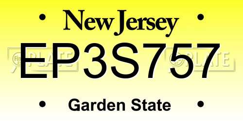 EP3S757 New Jersey License Plate