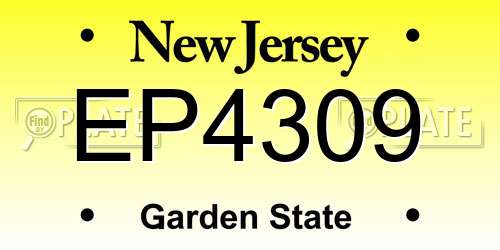 EP4309 New Jersey License Plate