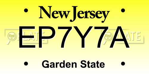 EP7Y7A New Jersey License Plate