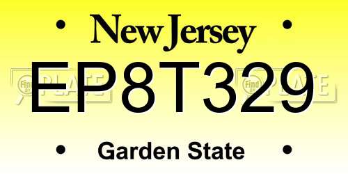 EP8T329 New Jersey License Plate