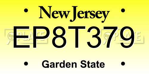 EP8T379 New Jersey License Plate