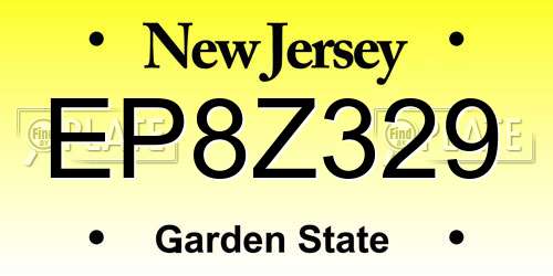 EP8Z329 New Jersey License Plate