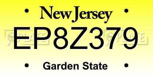 EP8Z379 New Jersey License Plate