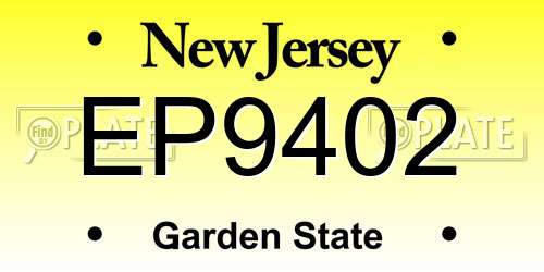 EP9402 New Jersey License Plate