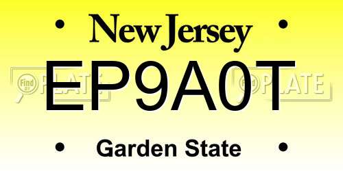 EP9A0T New Jersey License Plate