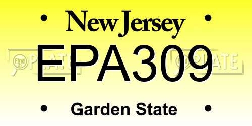 EPA309 New Jersey License Plate