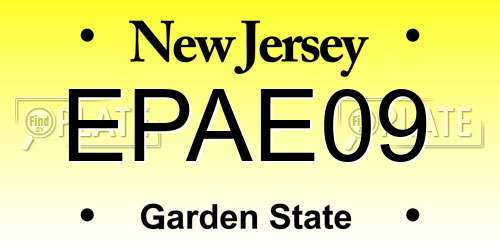 EPAE09 New Jersey License Plate