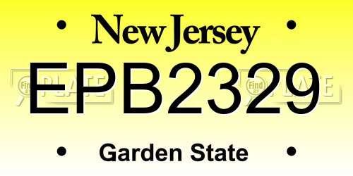 EPB2329 New Jersey License Plate
